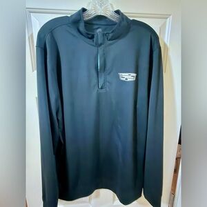 Swannies Cadillac Logo Quarter Zip Pullover Black Stretch Athletic Large Shirt